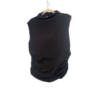 Anthropologie Maeve Tank Top Black Sleeveless Mock Neck Turtleneck Blouse - XL